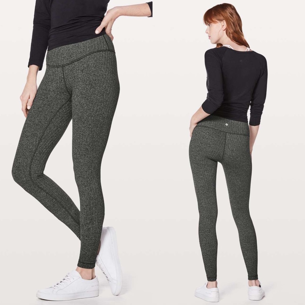 Lululemon Wunder Under Low-Rise Tight *31” Heathered Herringbone Black‎ Size 4
